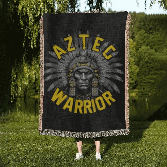 Aztec Warrior Indigenous Mexican Aztec Jaguar Woven Blankets