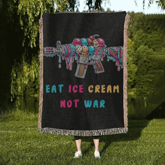 Ice cream not of war Woven Blankets