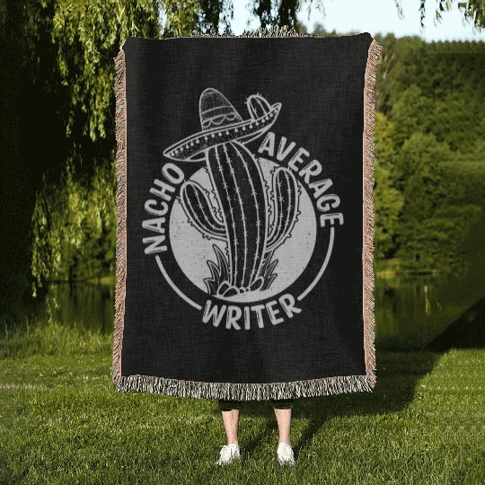 Nacho Average Writer Woven Blankets