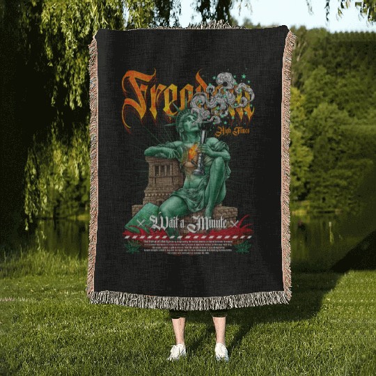 statue of liberty smoking #2 Woven Blankets