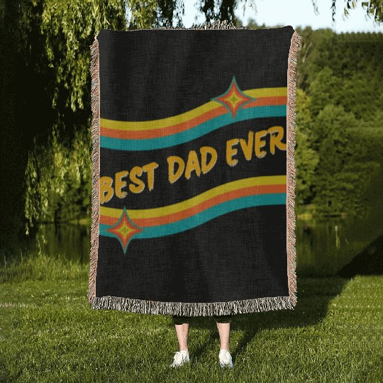 BEST DAD EVER RETRO VINTAGE FATHER SUMMER Woven Blankets