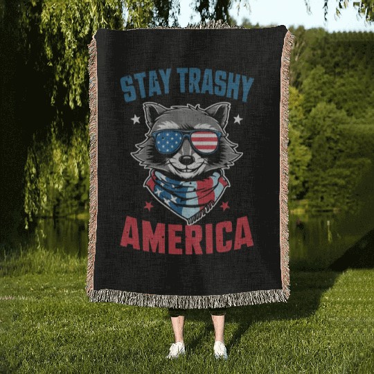 Stay Trashy America Take America Back 4Th Of July Woven Blankets