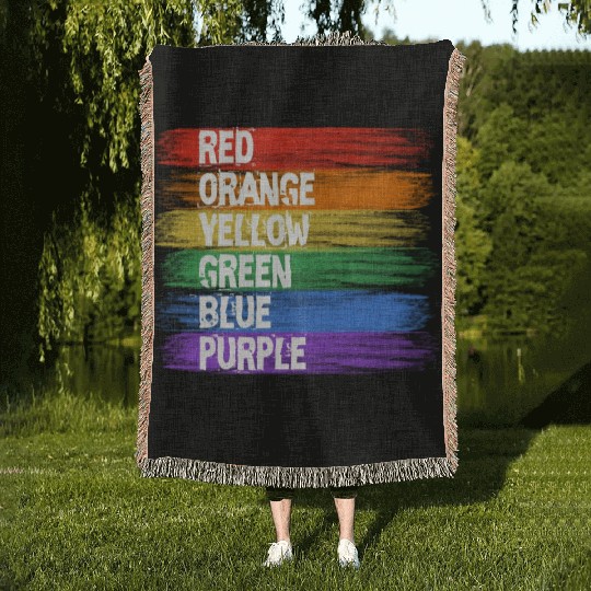 red orange yellow green blue purple colored brush Woven Blankets