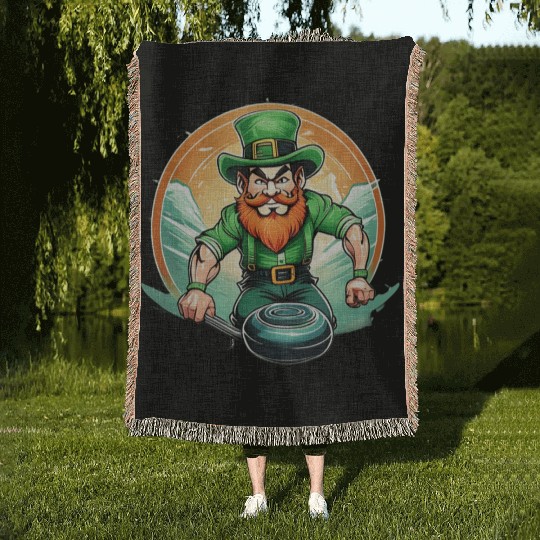 St. Patrick's Day Shamrock St Paddy's Day Curling Woven Blankets