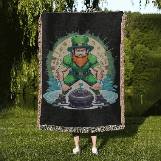 St. Patrick's Day Shamrock St Paddy's Day Curling Woven Blankets
