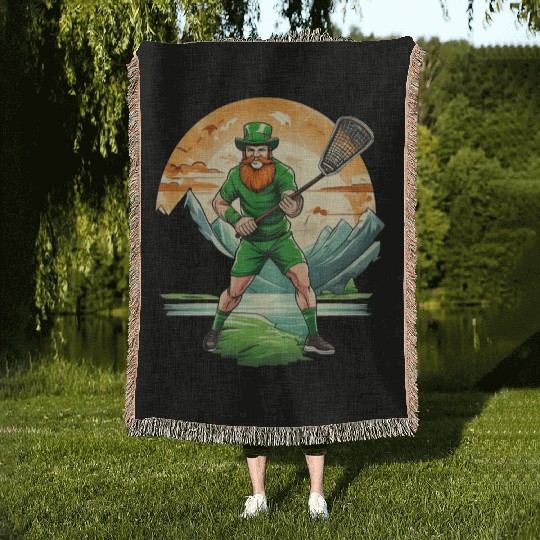 St. Patrick's Day Shamrock St Paddy's Day Lacrosse Woven Blankets