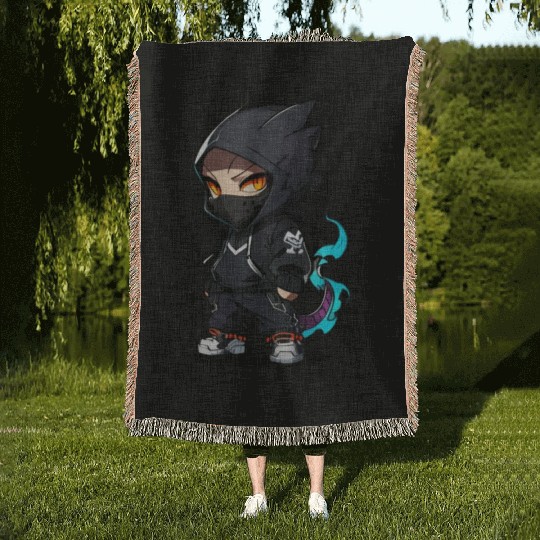 Chibi Dragon Ninja Character Woven Blankets