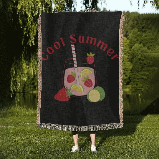 Summer Strawberry Mojito Woven Blankets