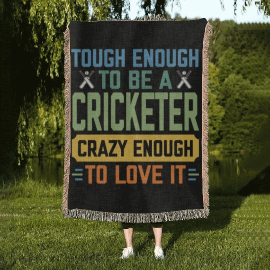 Tough Enough To Be a Cricketer Funny Cricket Sport Woven Blankets