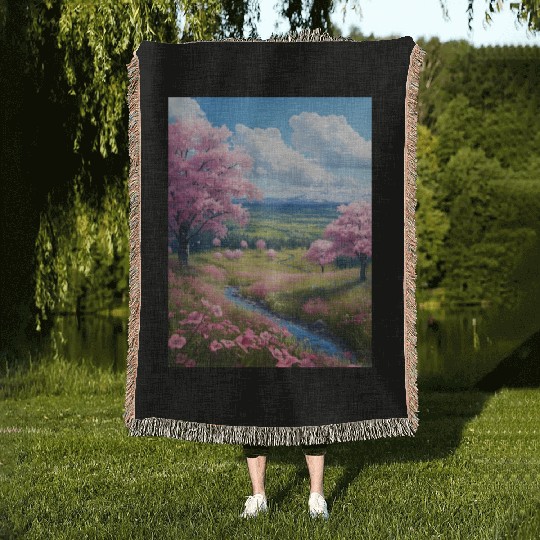 Cherry Blossom Woven Blankets