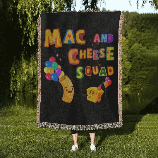 Macaroni And Cheese Mac Cheese Squad Lover Woven Blankets