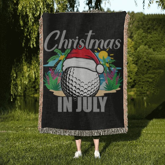 Christmas in July Golf Santa Hat Funny Summer Woven Blankets