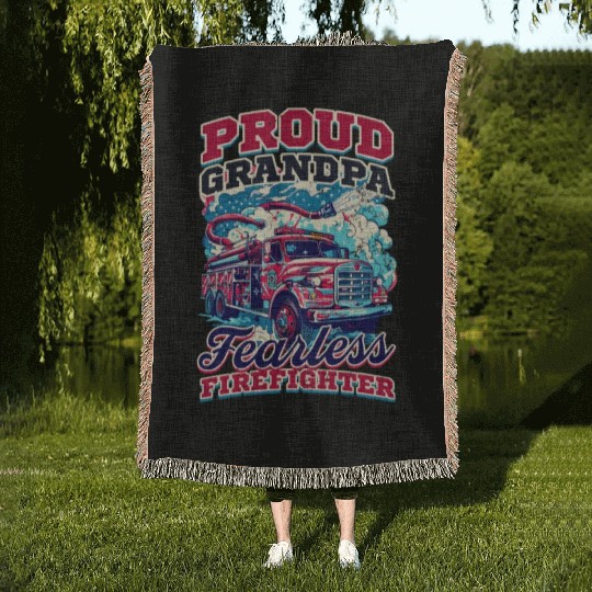 Firefighter Grandpa Fearless Firefighter Woven Blankets