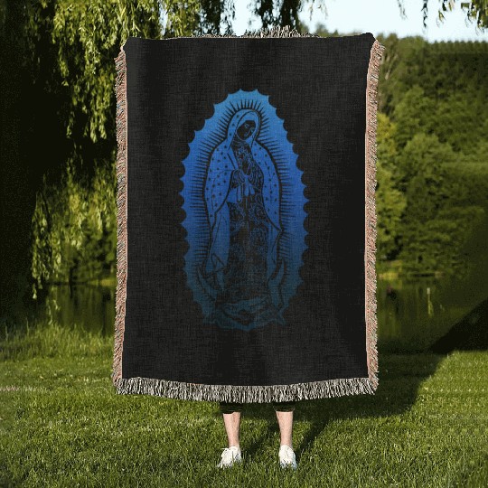 Virgin Mary jesus bible christian religion madona Woven Blankets
