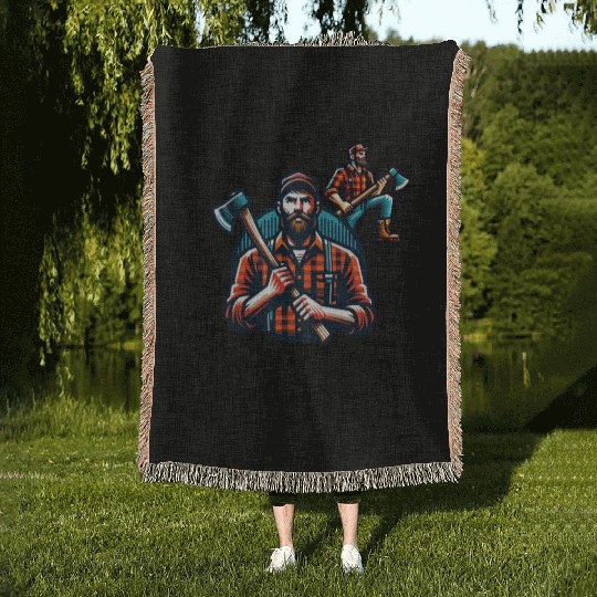 Lumberjack Destiny Funny Man Axe Woven Blankets
