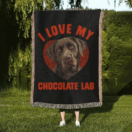 Brown Labrador I LOVE MY CHOCOLATE LAB Owners Woven Blankets