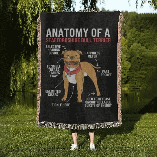 Dog Anatomy Of A Staffordshire Bull Terrier Woven Blankets