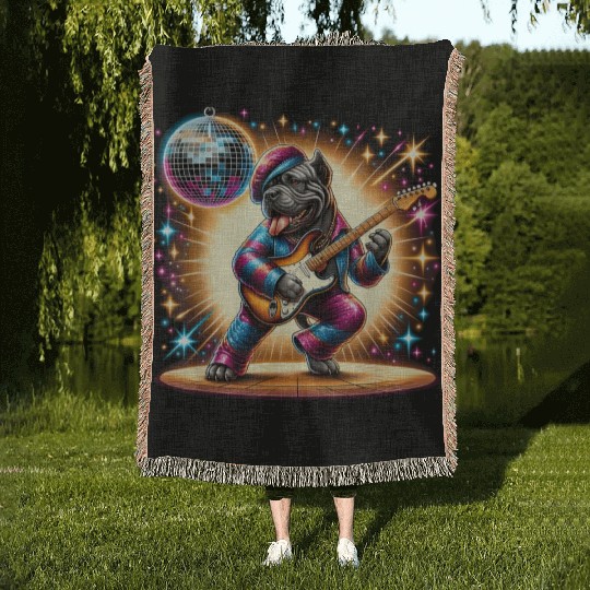 Disco Cane Corso dog Woven Blankets