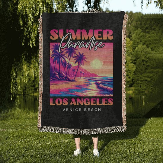 Summer Paradise Los Angeles Venice Beach Woven Blankets