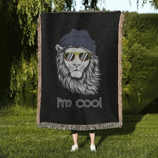 Cool Lion with Sunglasses - Stylish Animal Woven Blankets