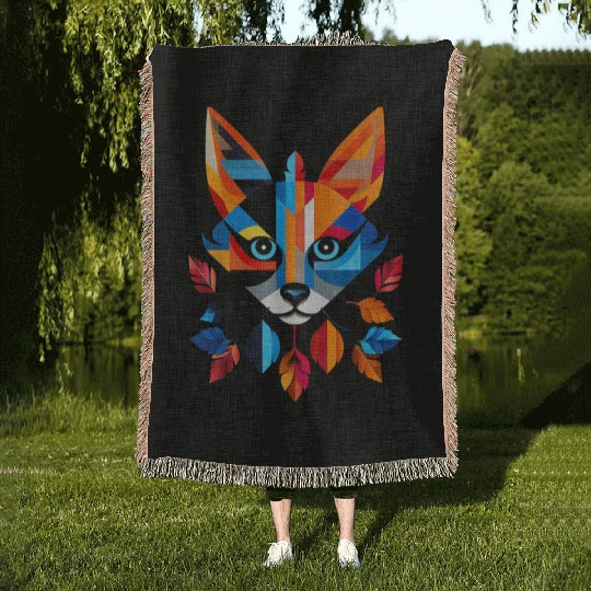 Fox Animal Graphic Artwork Woven Blankets
