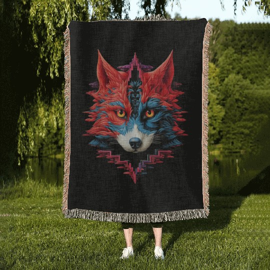 Fox Animal Zoo Illustration Woven Blankets