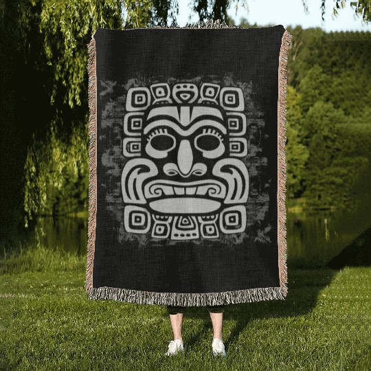 Maya God Mayan Mythology Kauil Mask Woven Blankets