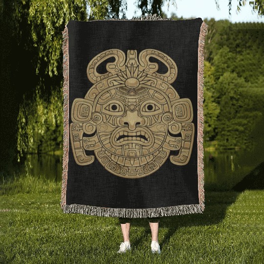 Maya God Mayan Mythology Ancient God K'inich Ahau Woven Blankets