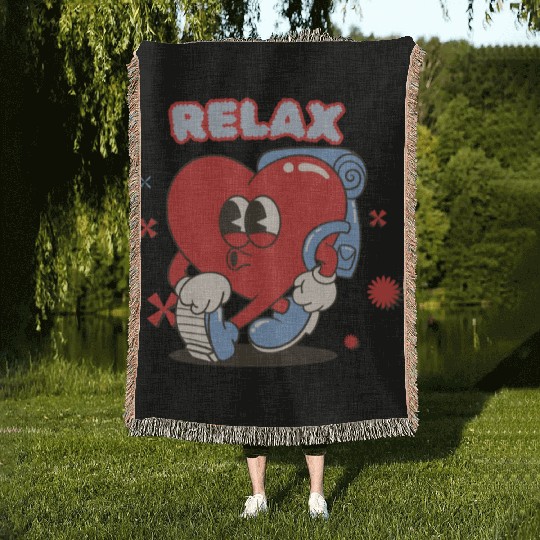 Red Love Retro Woven Blankets