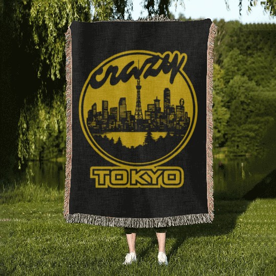 Crazy yellow Tokyo Woven Blankets