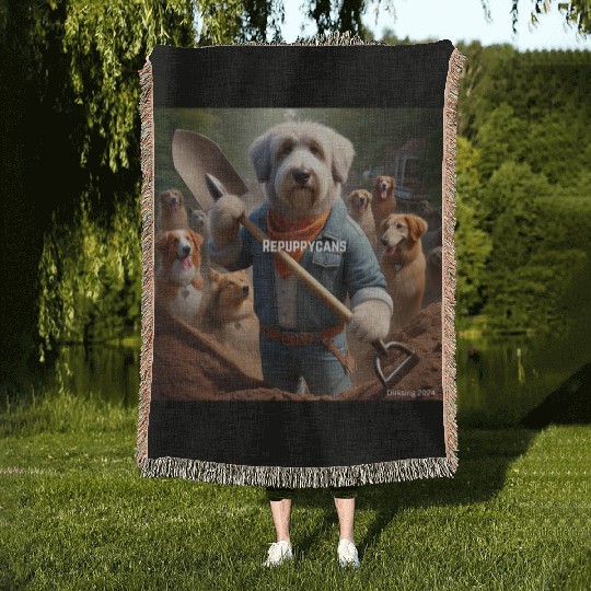 Funny and cute animal or pet Republican Woven Blankets