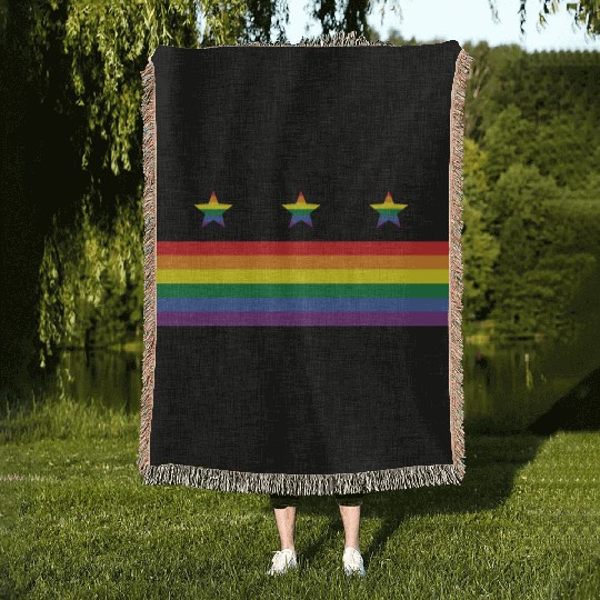 Washington DC Gay Pride Parade Rainbow Flag Woven Blankets