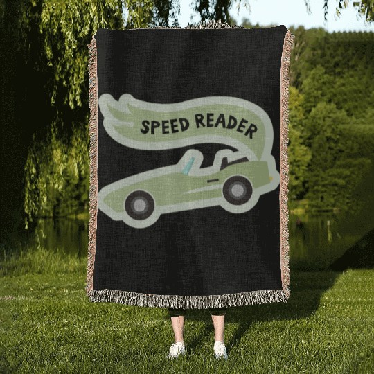 Speed ReaderBookish Racing Car Pastel Green Lemon Woven Blankets
