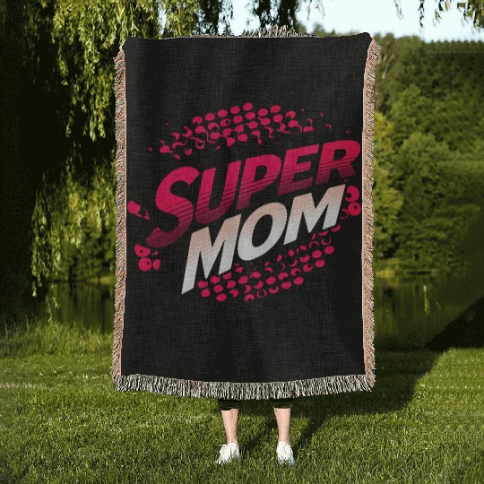 Super Mom gift for birthday mothers day Woven Blankets