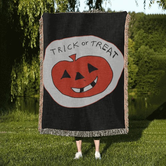 Trick or Treat Halloween Pumpkin Woven Blankets