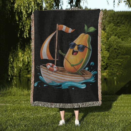 Fruit Boating Papaya Woven Blankets