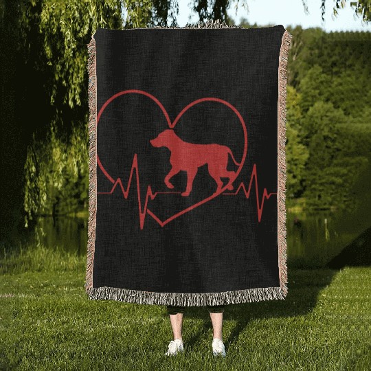 Puppy Heartbeat Rhodesian Ridgeback Dog Heart Beat Woven Blankets