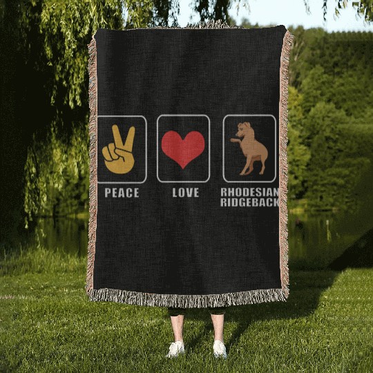 Peace And Love Dog Rhodesian Ridgeback Woven Blankets