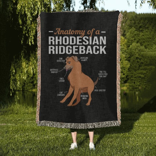 Dog Anatomy Of A Rhodesian Ridgeback Woven Blankets