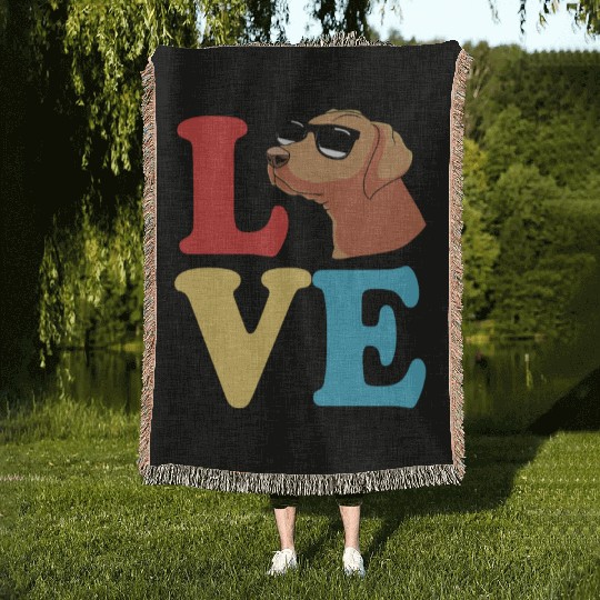 Dog Lover Rhodesian Ridgeback Dog With Sunglasses Woven Blankets