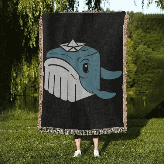 whale orca Woven Blankets