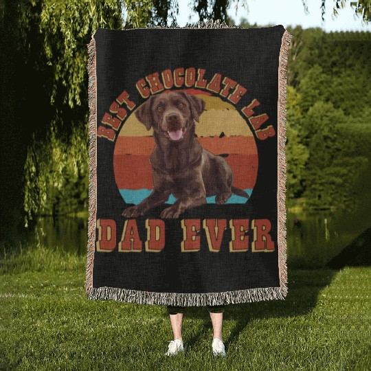 Brown Labrador BEST CHOCOLATE LAB DAD EVER Men Woven Blankets