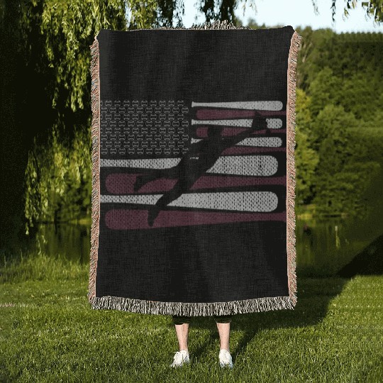 Baseball School Play American Vintage Flag Woven Blankets