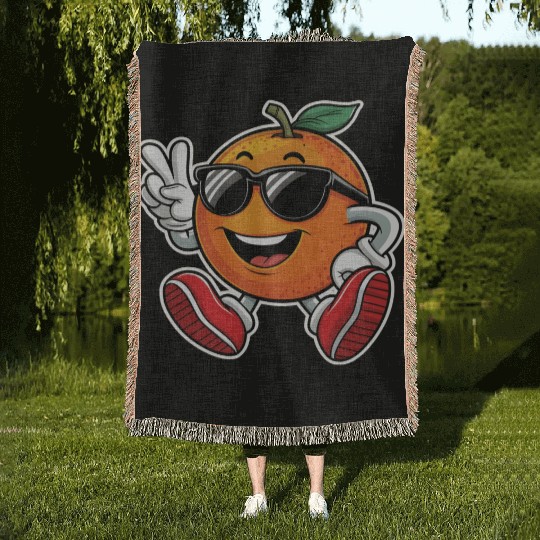Funny Orange Fruit Relaxing Woven Blankets