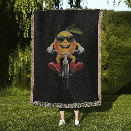 Mango Cycling On Bike Realistic Woven Blankets