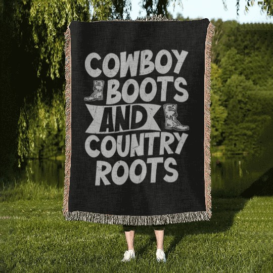 Cowboy Boots And Country Roots Western Southern Woven Blankets