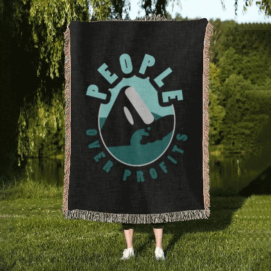 Orca People Over Profits Woven Blankets