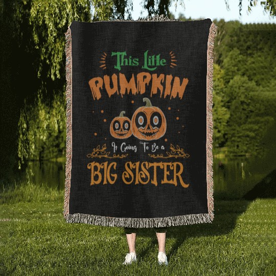 Pumpkin Big Sister Woven Blankets