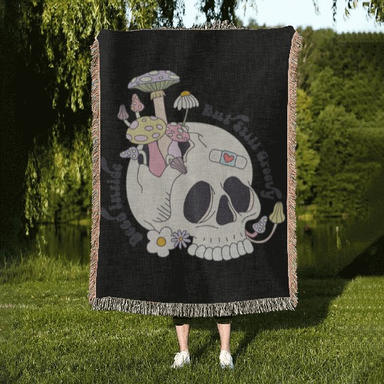 Dead Inside But Still Groovy Woven Blankets