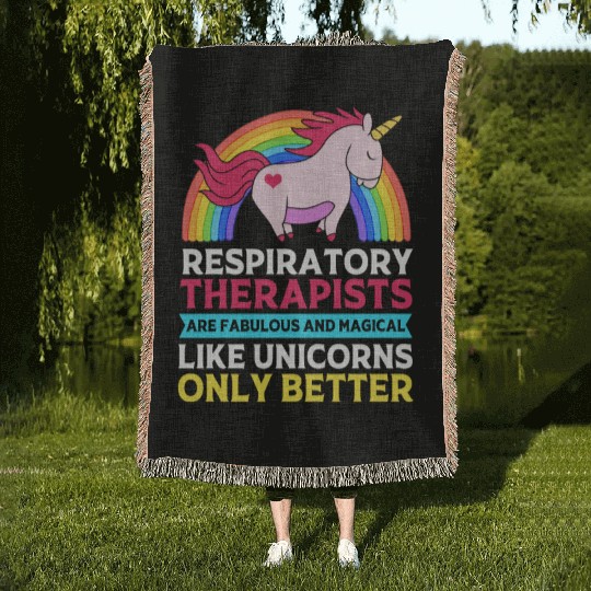 Cute Respiratory Therapist Rainbow Unicorn Woven Blankets